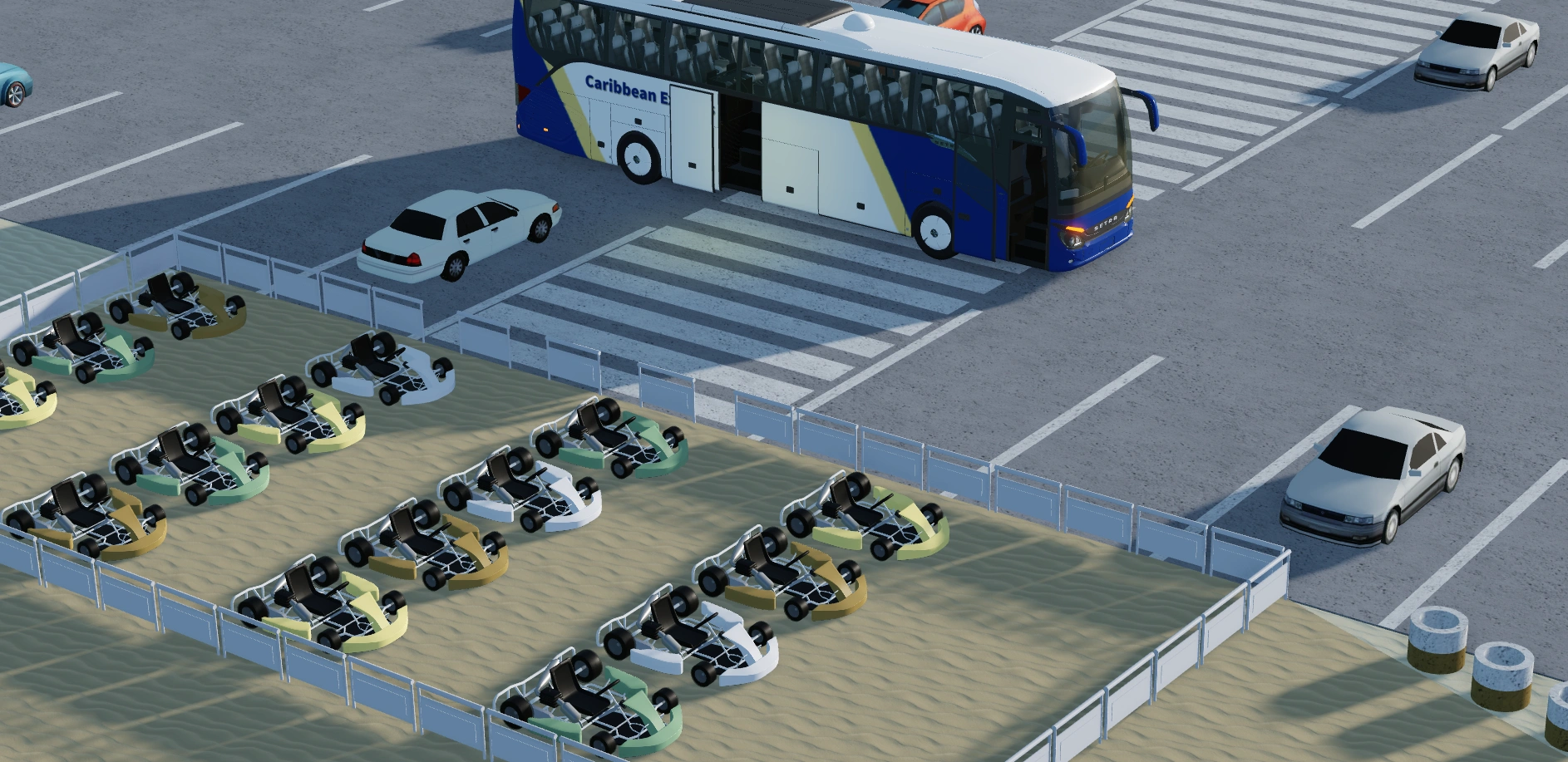 Activities like bus tours and kart racing.